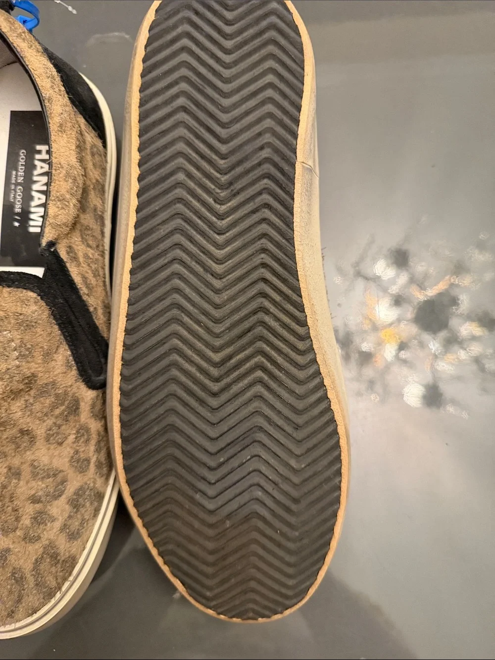 Golden Goose Hanami Leopard-Print Slip-On Flats with Neon Yellow Star